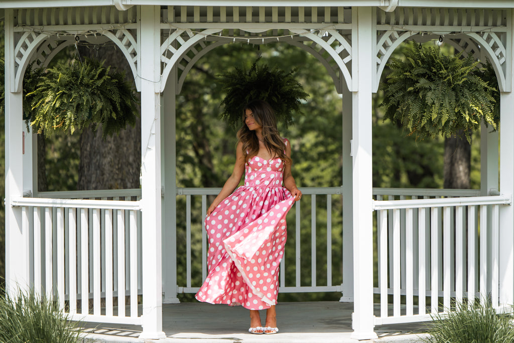 Pink Polka Dot Maxi Dress